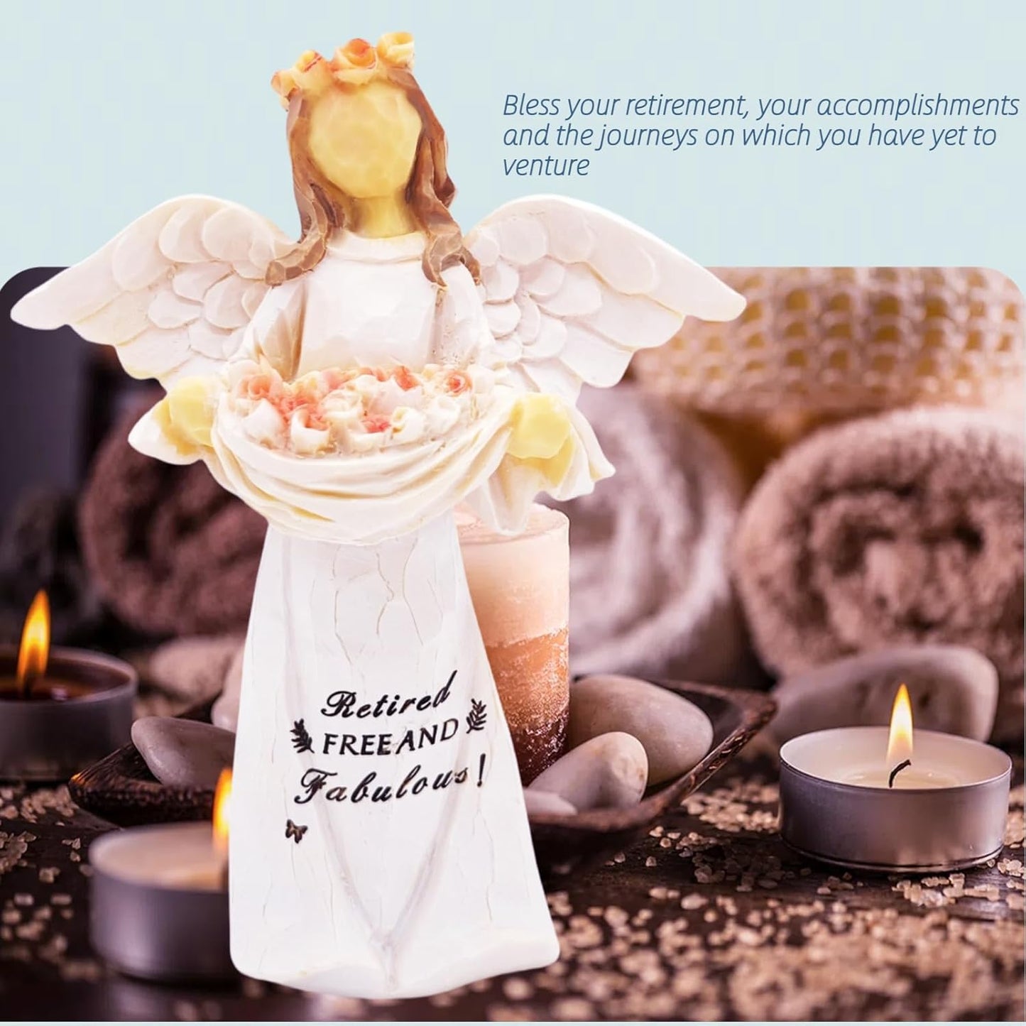 Skiennix Retirement Gift Angel Figurine - Handcrafted Sculpture for Retired Women | Free and Fabulous Decor