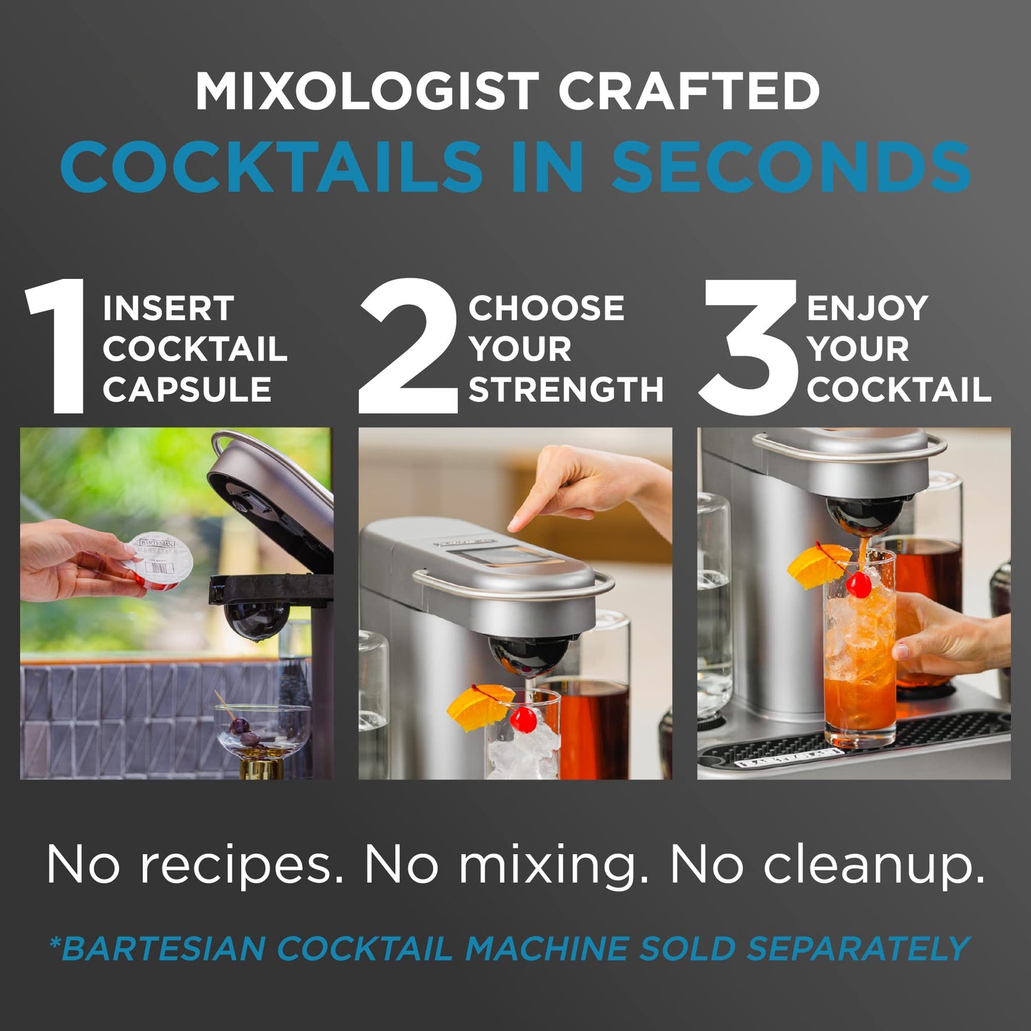 Bartesian 24-Pack Vodka Lovers Mixer Capsules for Cocktail Machine – Home Bar Mixology Cocktails Mix Pod Capsule Set To Use With the Bartesian Cocktail Drink Maker Machine