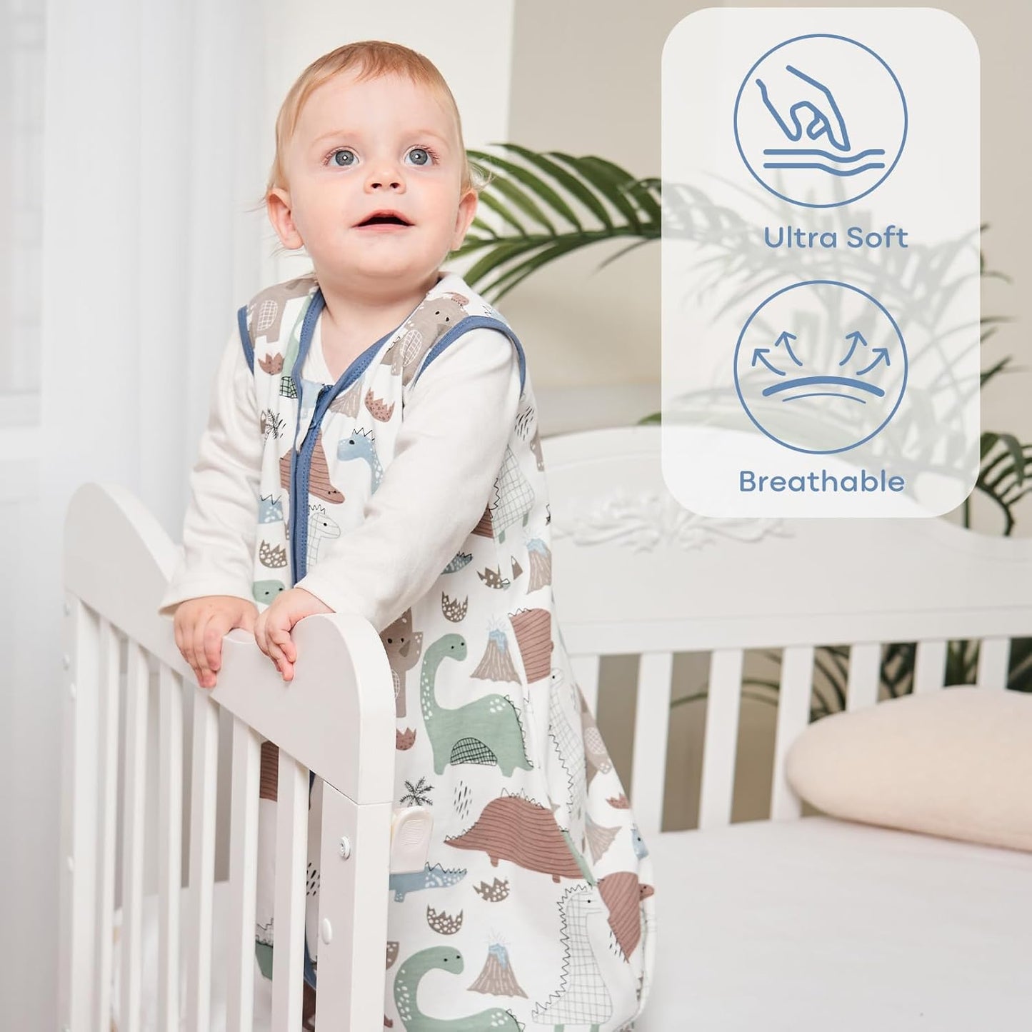 Yoofoss Baby Sleep Sack | 100% Organic Cotton Wearable Blanket for 6-12 Months | Lightweight 2-Way Zipper, TOG 0.5