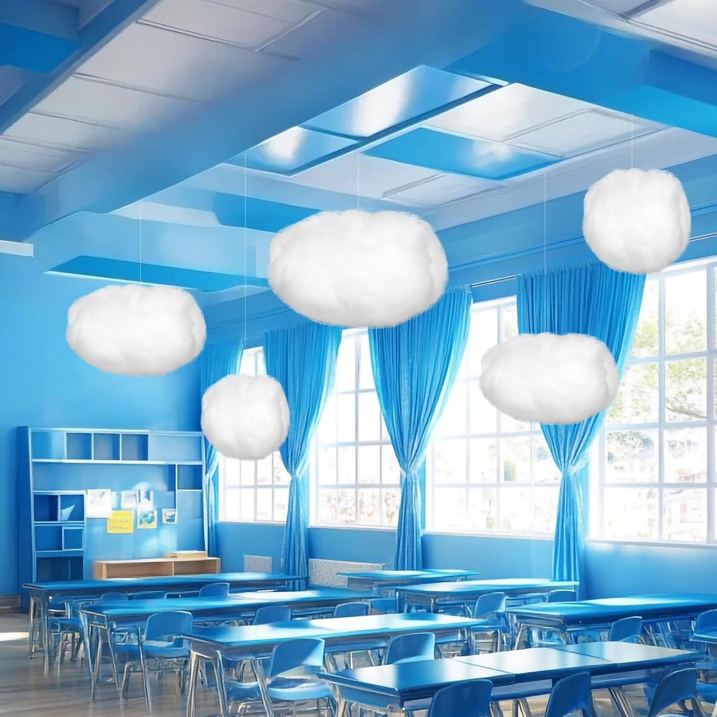 Tatuo 6 Pcs Artificial Hanging Clouds - 3D Imitation Cotton Decorations for Halloween & Wedding Decor