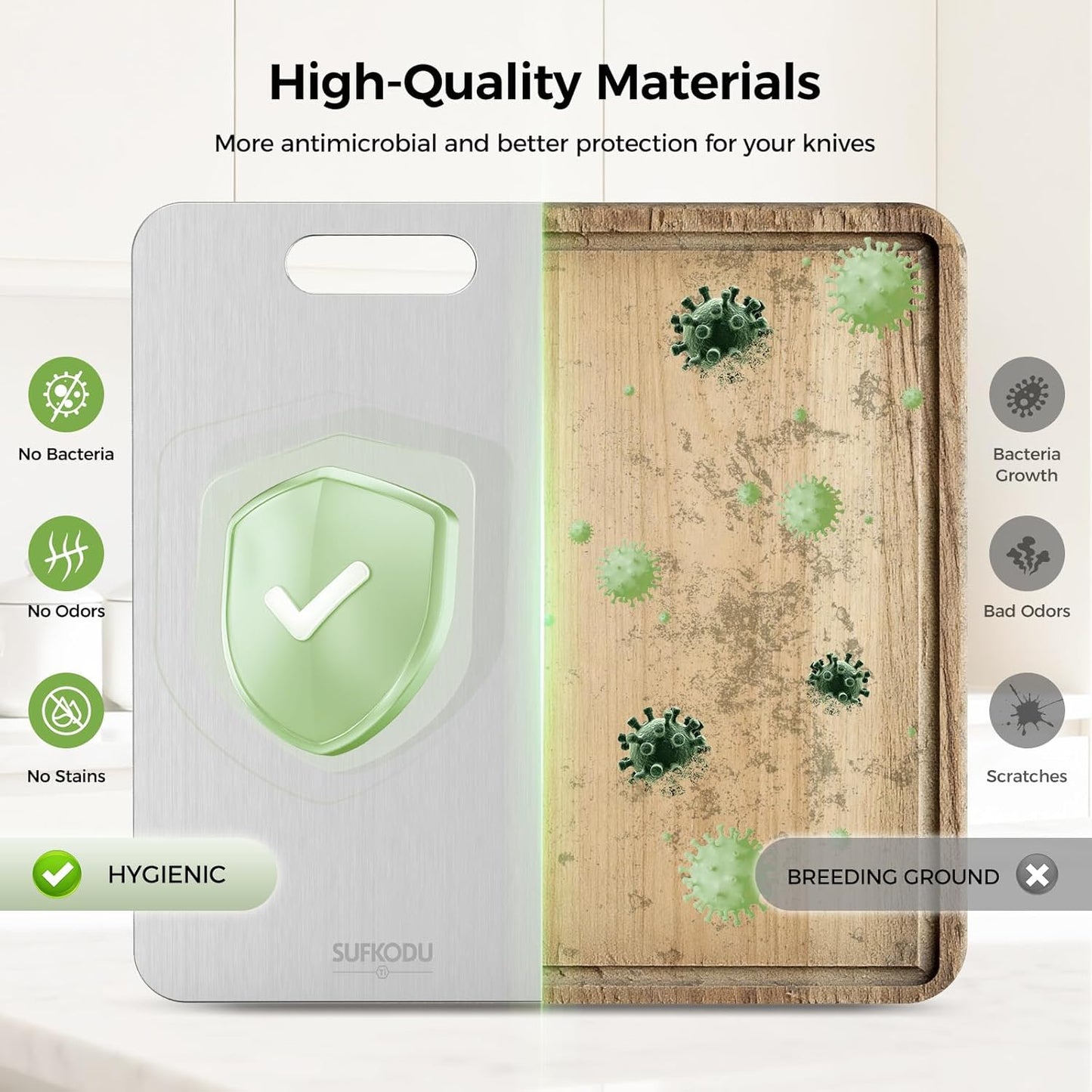 Titanium Cutting Board - 100% Pure Titanium, Double-Sided Design, Non-Toxic & Dishwasher Safe | 13”L × 8”W