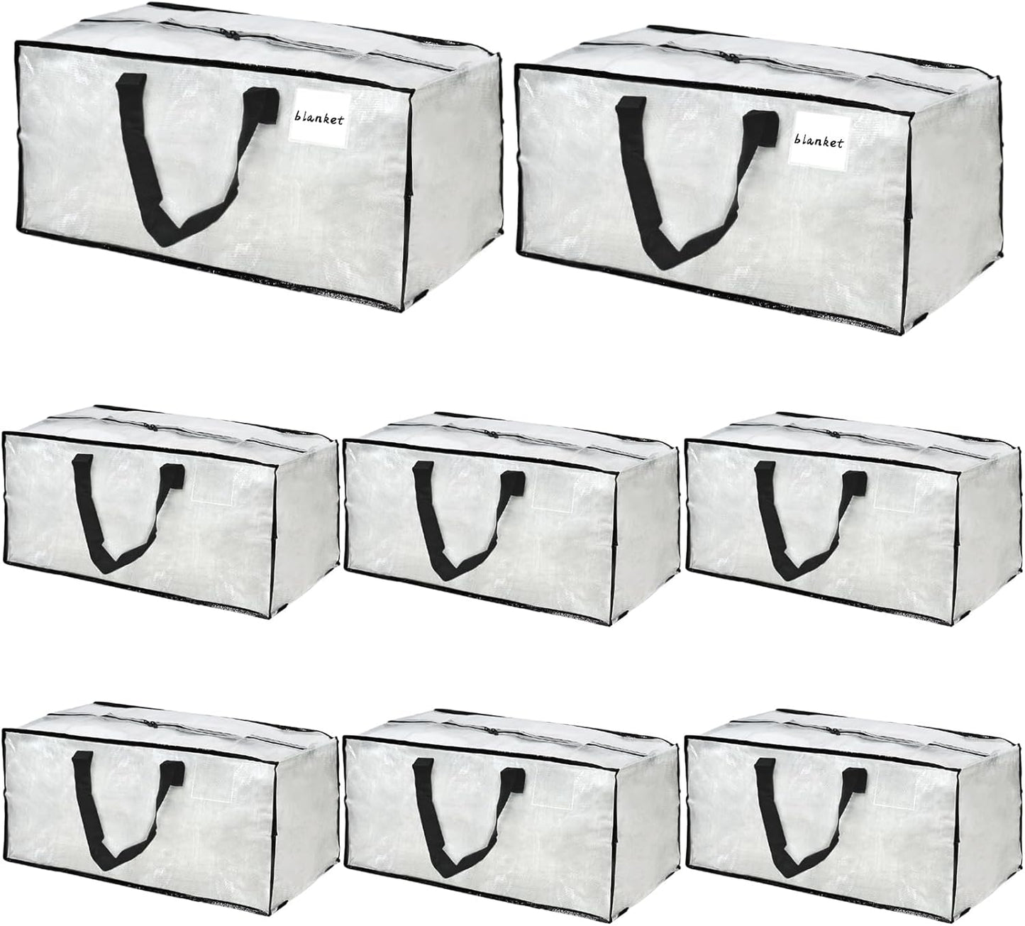 Skiennix Clear Moving Bags - 8 Pack Large Foldable Storage Bags with Handles for Clothes & Bedding