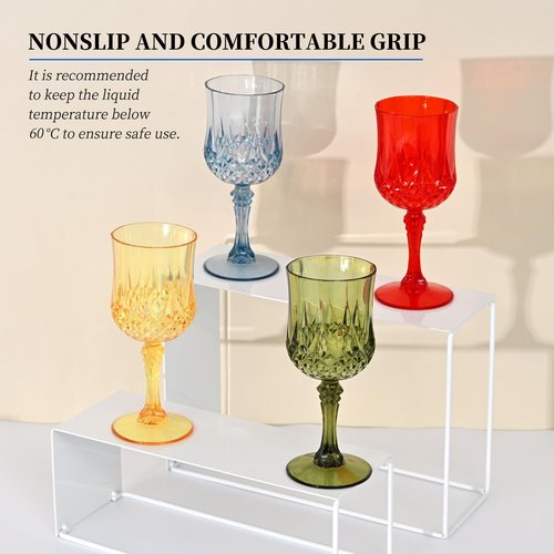 EVSGSONL 24Pack Blue Plastic Wine Glasses,Vintage Plastic Goblets for Parties, Dusty Blue Drinking Glasses Crystal Water Goblets Reusable for Wedding Reception, Grand Event Party Supplies