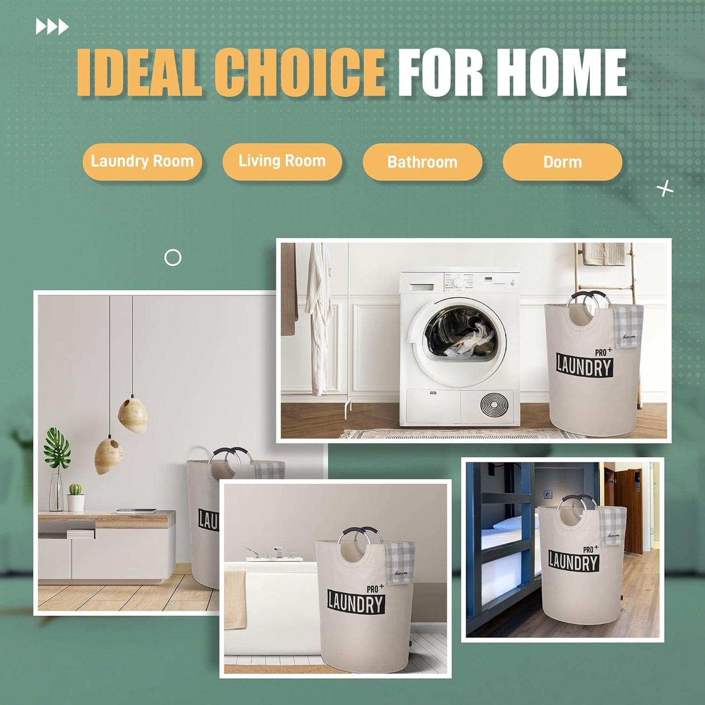Caroeas Super Large 150L Laundry Basket - Waterproof & Collapsible Design with Padded Handles | Beige