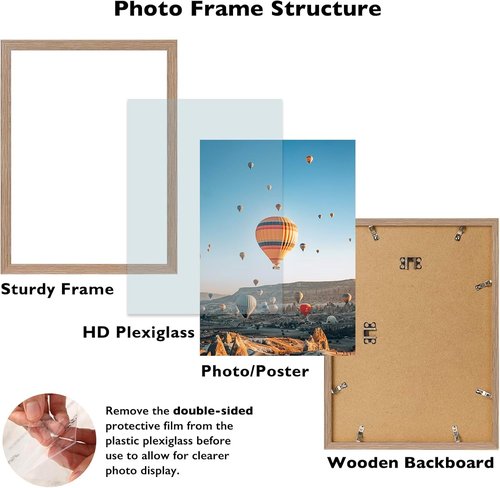 JCJMY 14x16 Rustic Brown Picture Frame | Versatile Wall Hanging for Horizontal & Vertical Photos