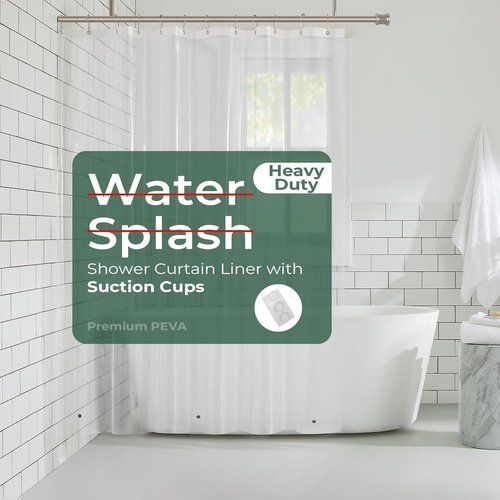Harborest Clear Shower Curtain Liner - Waterproof PEVA with Suction Cups & Magnets, 72 x 96 Inches