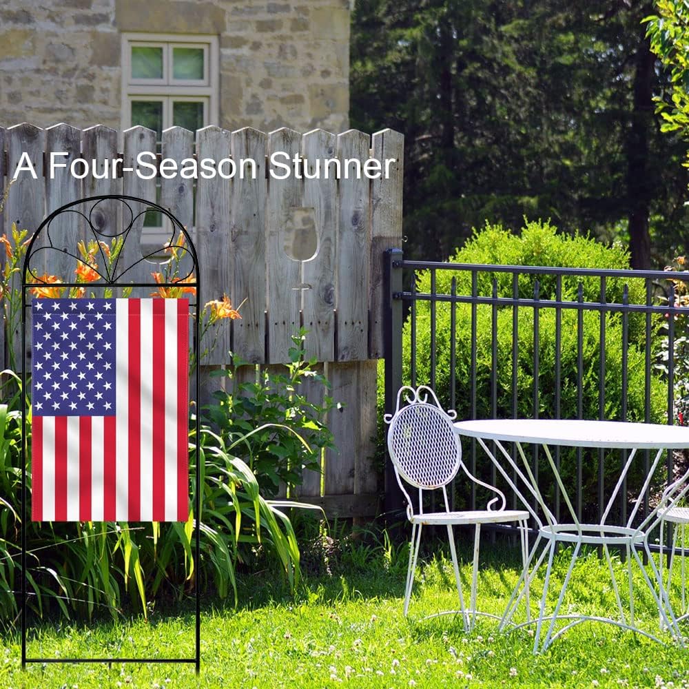 YEAHOME Garden Flag Holder Stand - Premium Weather-Proof Metal Arbor for All Seasons Flags
