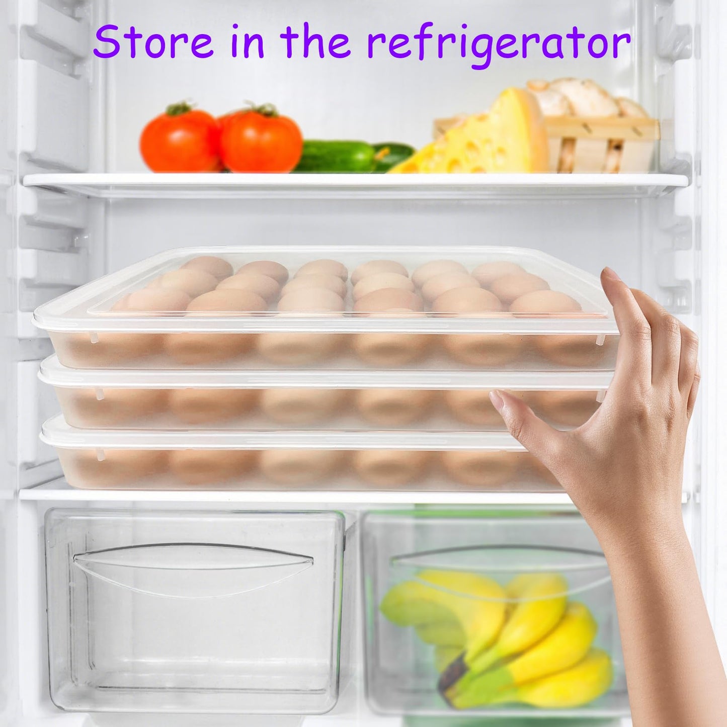 Jgalnim 3Pack Egg Trays,Deviled Egg Containers with Lid,Egg Container Carrier,Refrigerator Portable Egg Trays for 72 Eggs Storge Holder Easter Day Thanksgiving Party Home Kitchen Supplies