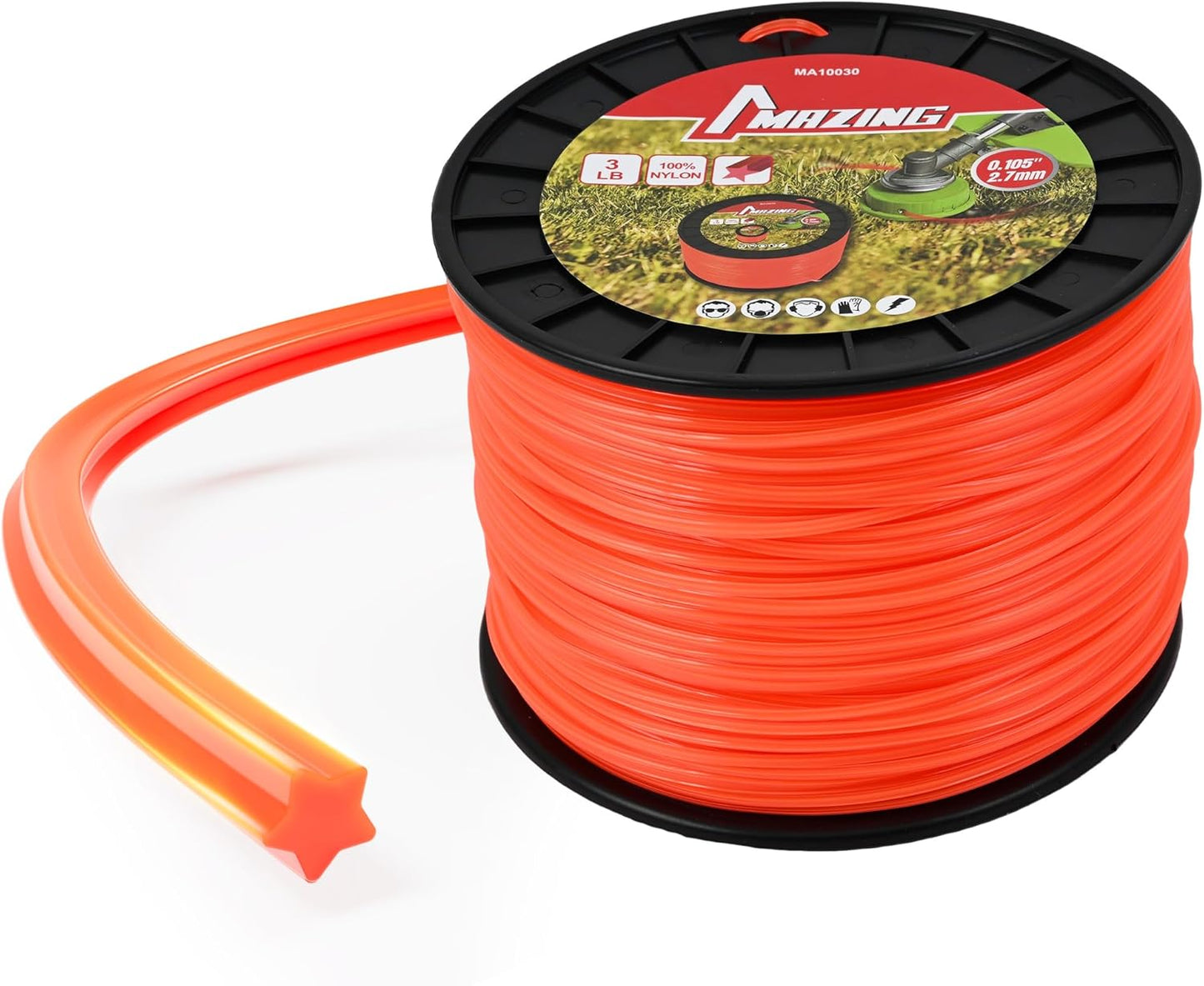 MAZING String Trimmer Line - 0.105 Inch Pentagonal Cutting | 3lb 885ft Premium Nylon Spool