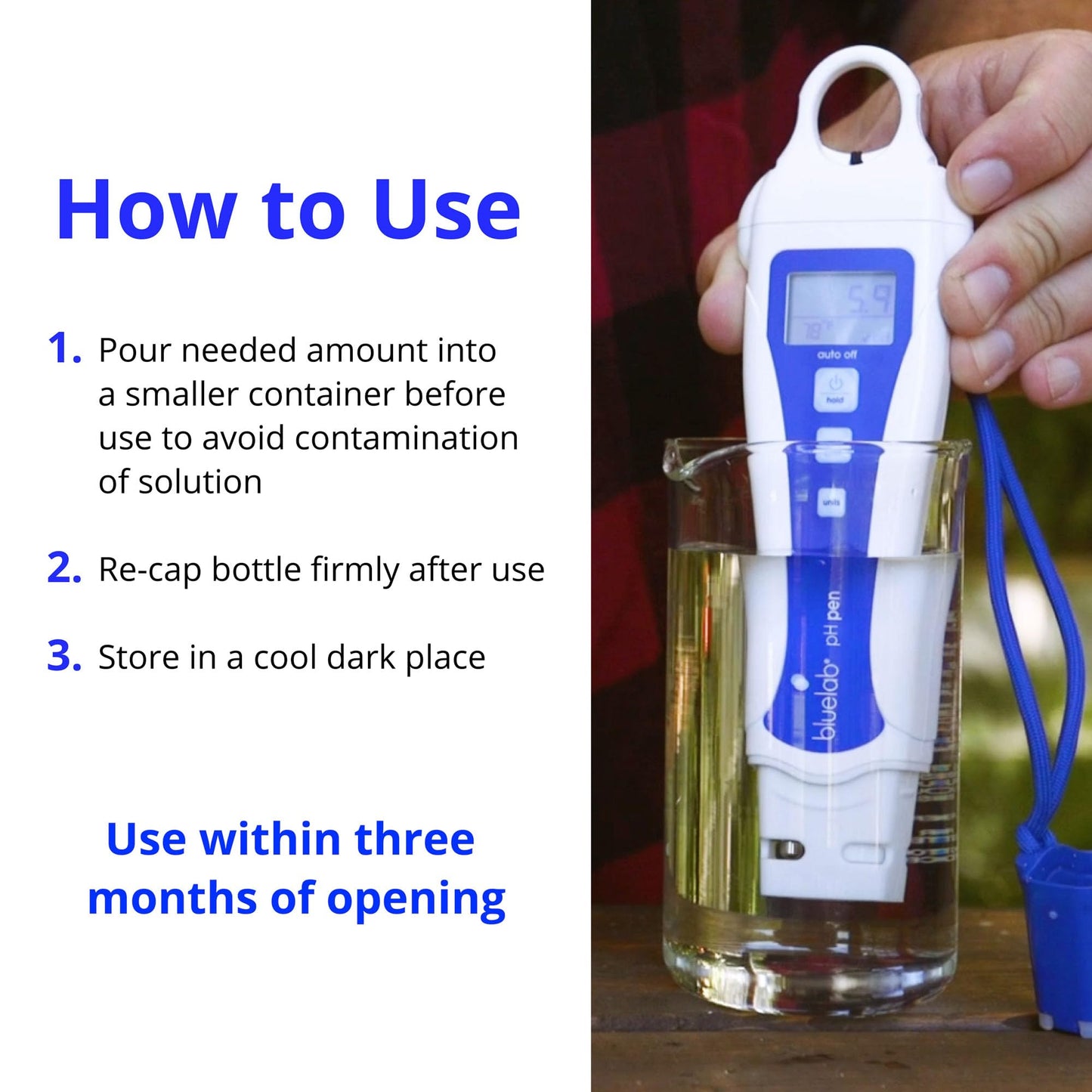 BlueLab 2.77EC Conductivity Solution, PH 7.0, and PH 4.0 Calibration Solution Set 250 Milliliters