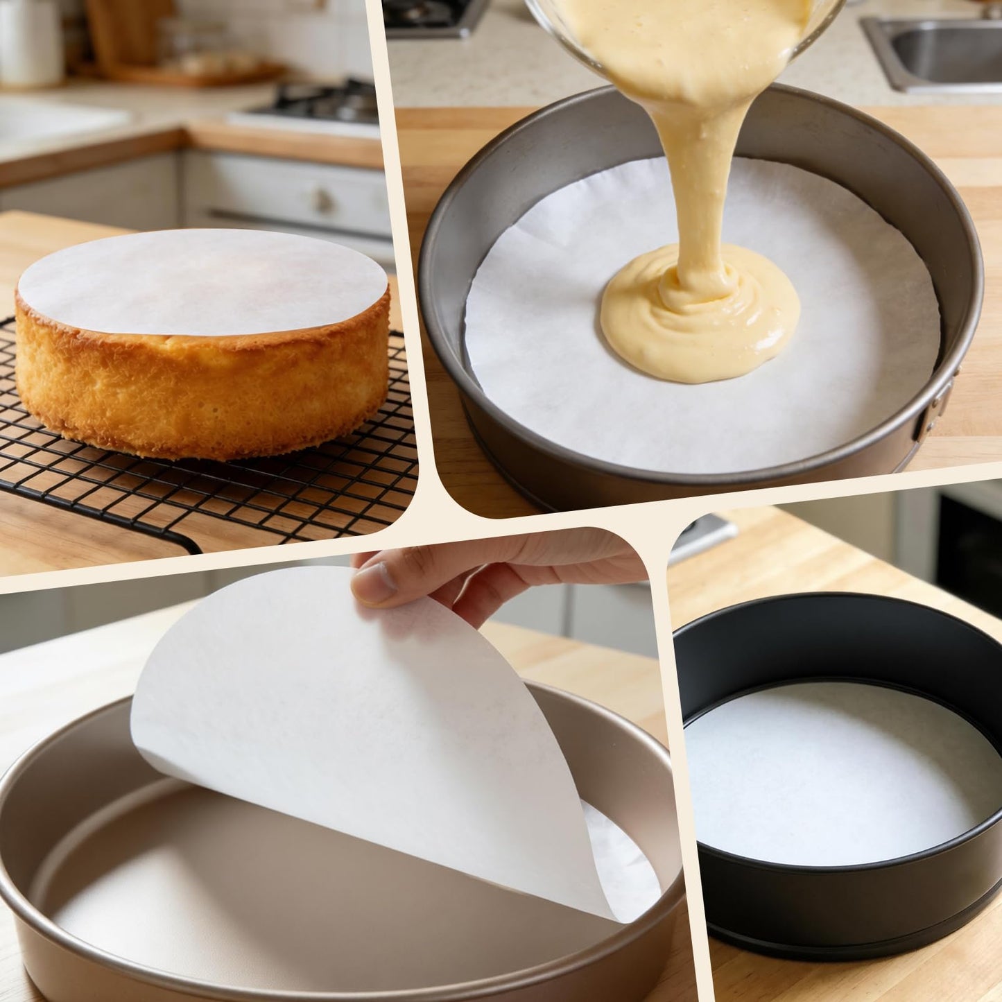 vivinin 200PCS Parchment Paper Rounds, 9 Inch White Cake Pan Liners, Non-Stick Parchment Rounds for Baking, Seperating Burgers, Butter, Cookies, Freezing, Baking and Candy Wrapper