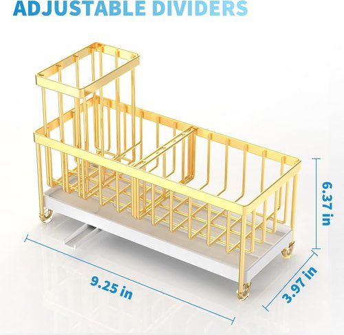 Cisily Sponge Holder - Rustproof 304 Stainless Steel Kitchen Sink Caddy Organizer | Gold, 9.25”