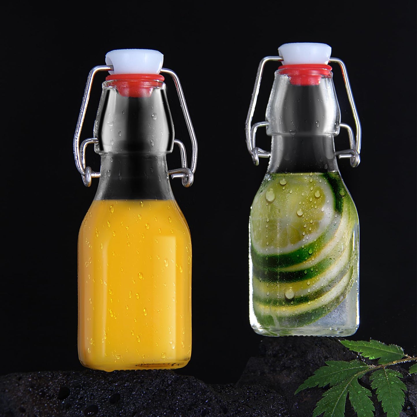 YEBODA 4oz Swing Top Glass Bottles,Small Flip Top Glass bottles with airtight Caps for Home Brewing,Kombucha,2nd Fermentation,Kefir,Beverages,Soda,Oils,Vinegar,Limoncello,Vanilla extract 9 Pack