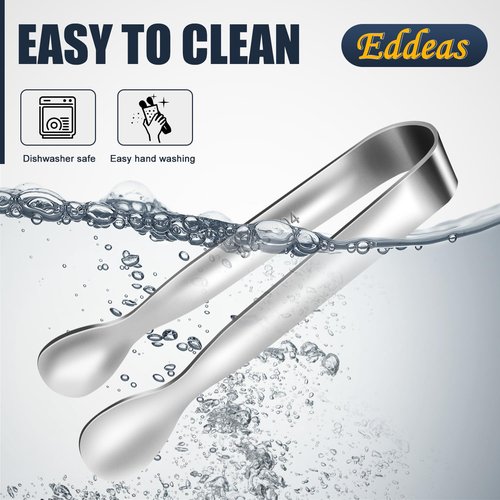 Eddeas Mini Tongs For Serving Food，Set fo 12 Small Tongs For Appetizers，Small Stainless Steel Metal Cooking Tong，for Tea Party Coffee Bar, 4 inch Sugar Tong - Silver