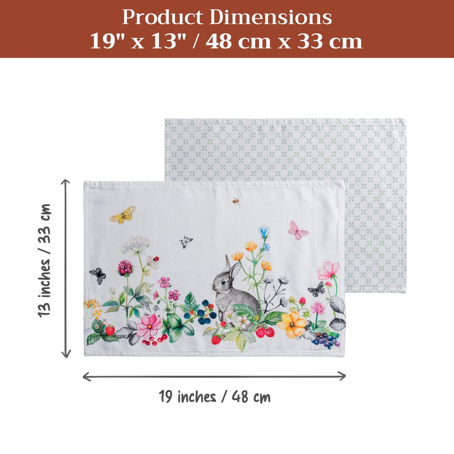 Maison d' Hermine Placemats Set of 4 100% Cotton Washable Cloth Place Mats Reusable Table Mats for Kitchen Dining Party Wedding Gifts for Mothers Day Spring/Summer (Printemps, 13" x 19")