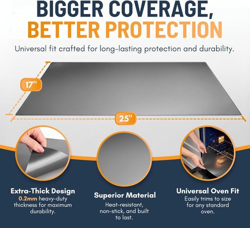 Heavy Duty Oven Liners by [Brand Name] - Non-Stick Reusable Mats, 17”x25”, BPA & PFOA Free | Perfect for Electric, Gas, and Grills