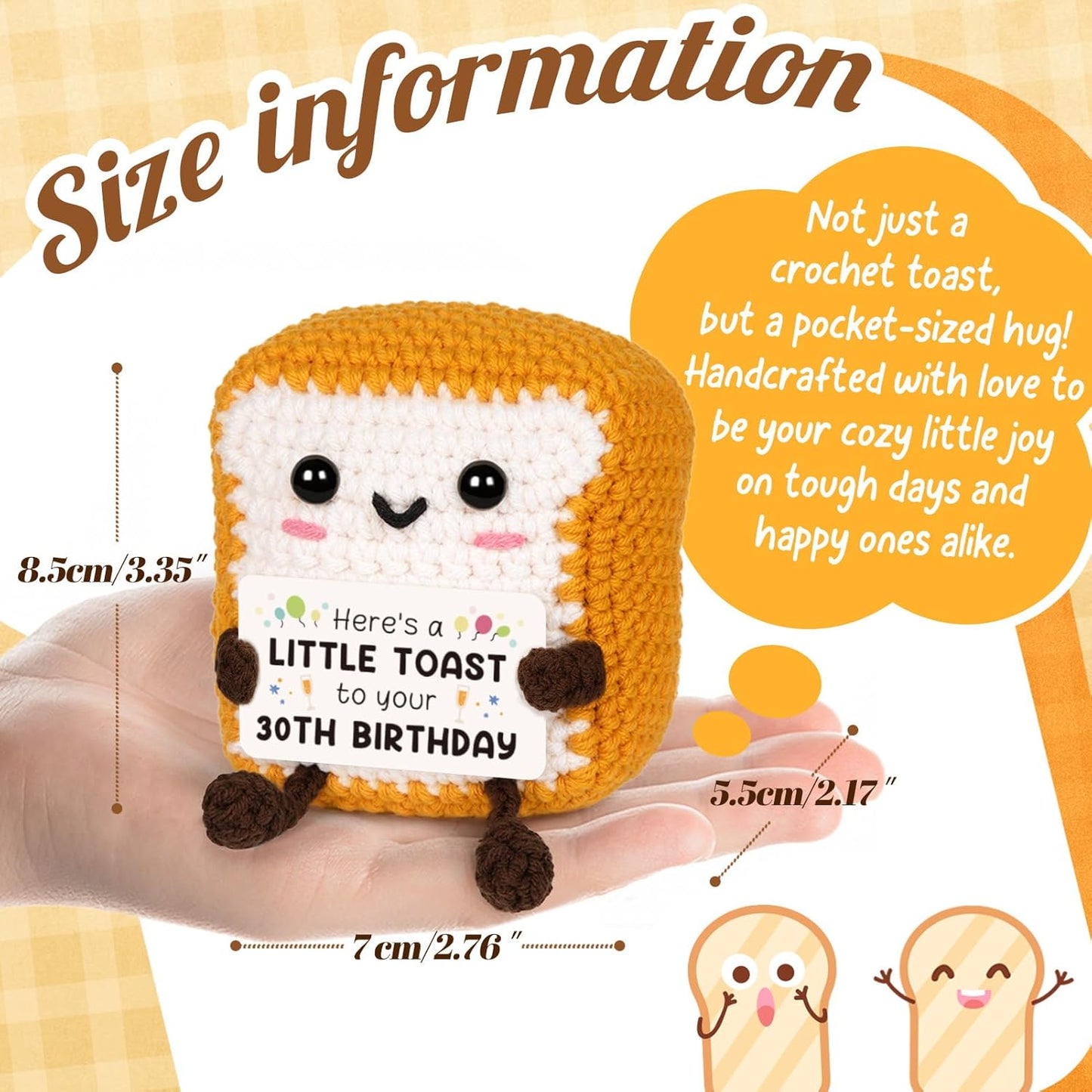 Positive Handmade Crochet Toast - Unique 30th Birthday Gift for Her or Him | Perfect Decorations for Friends & Family