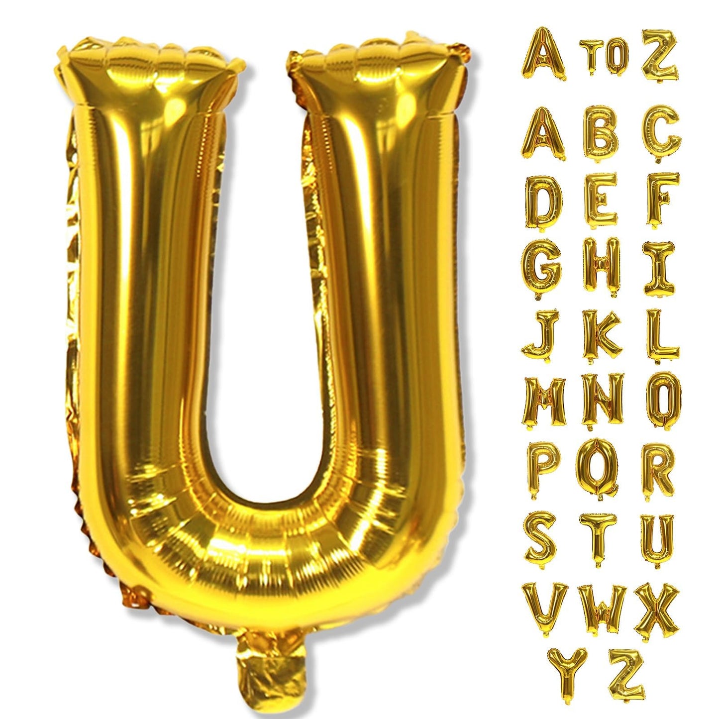 Large Custom Balloon Letters U, 40 Inch Helium Alphabet Word Balloons Decor, Big Self Inflating Foil A-Z Gold Letter Name Balloons for Boys Women Birthday Anniversary Party Decorations Supplies