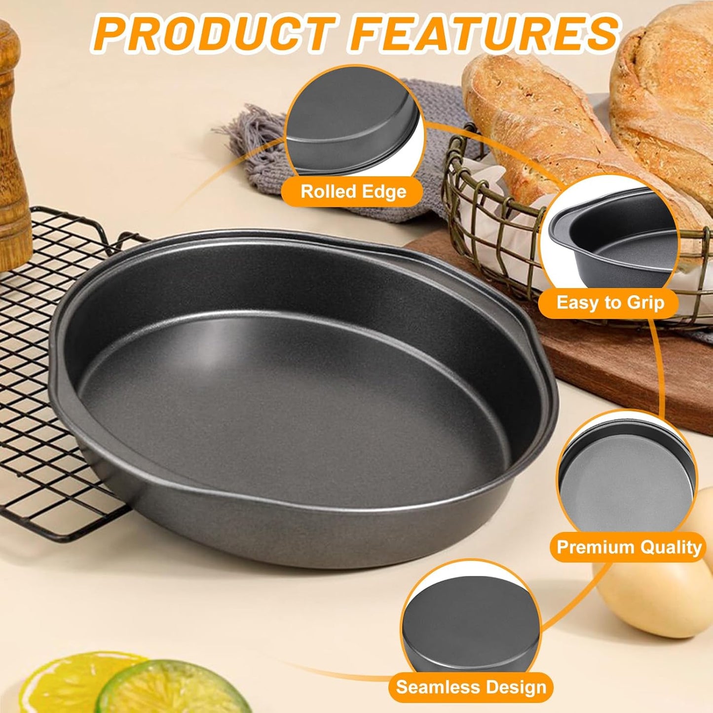 3PCS Skiennix 8-Inch Carbon Steel Round Cake Pans - Non-Stick, Easy Demolding & 100 Parchment Papers