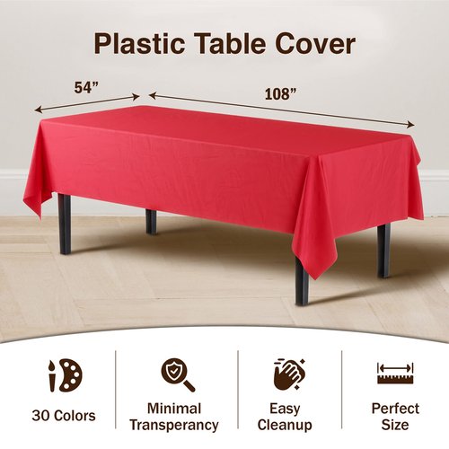 Exquisite 12-Pack Premium Plastic Tablecloth Premium Aqua Blue Table Cover, Pack of 12