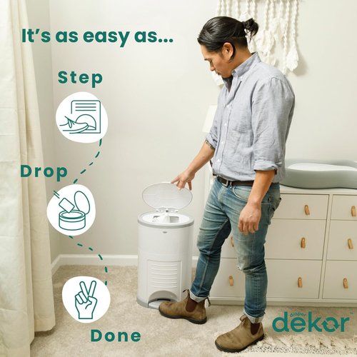 Diaper Dekor EKO Classic Diaper Pail - Eco-Friendly Design with 70% Recycled Materials | Hands-Free Operation