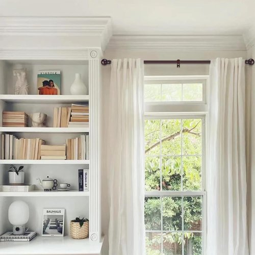 GXOACKJ Heavy-Duty Metal Curtain Rods - 2 Pack, 66 to 120 Inch, Brown with Brackets