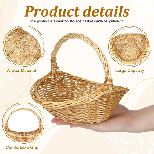 Abaodam Wicker Picnic Basket - Stylish Willow Design with Handles for Weddings, Camping & Storage