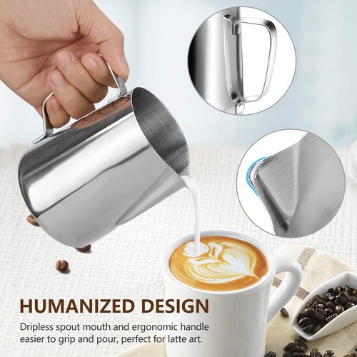 HOOMIL Stainless Steel Milk Frothing Pitcher - Barista-Grade Jug for Espresso & Latte Art | 12oz, 20oz, 32oz