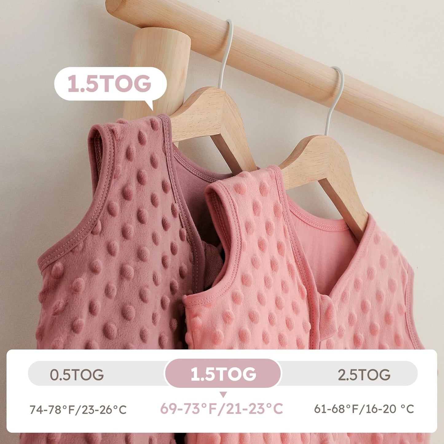Yoofoss Baby Sleep Sack - Fleece Wearable Blanket for 6-12 Months | Plush Dots & 2-Way Zipper, TOG 1.5