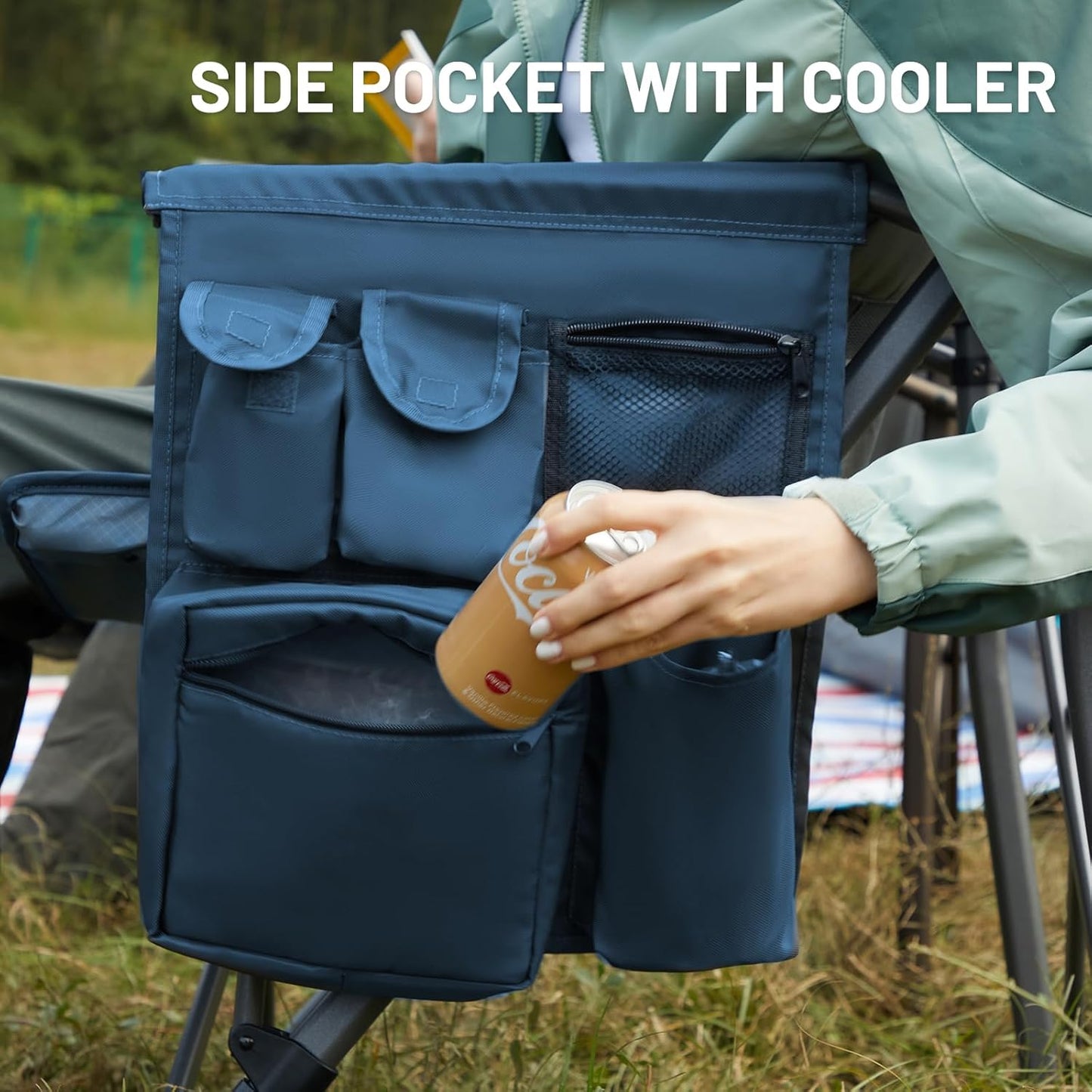 Timber Ridge Oversized Folding Camping Chair - Heavy Duty High Back Support Up to 500lbs | Includes Cup Holder & Cooler Bag