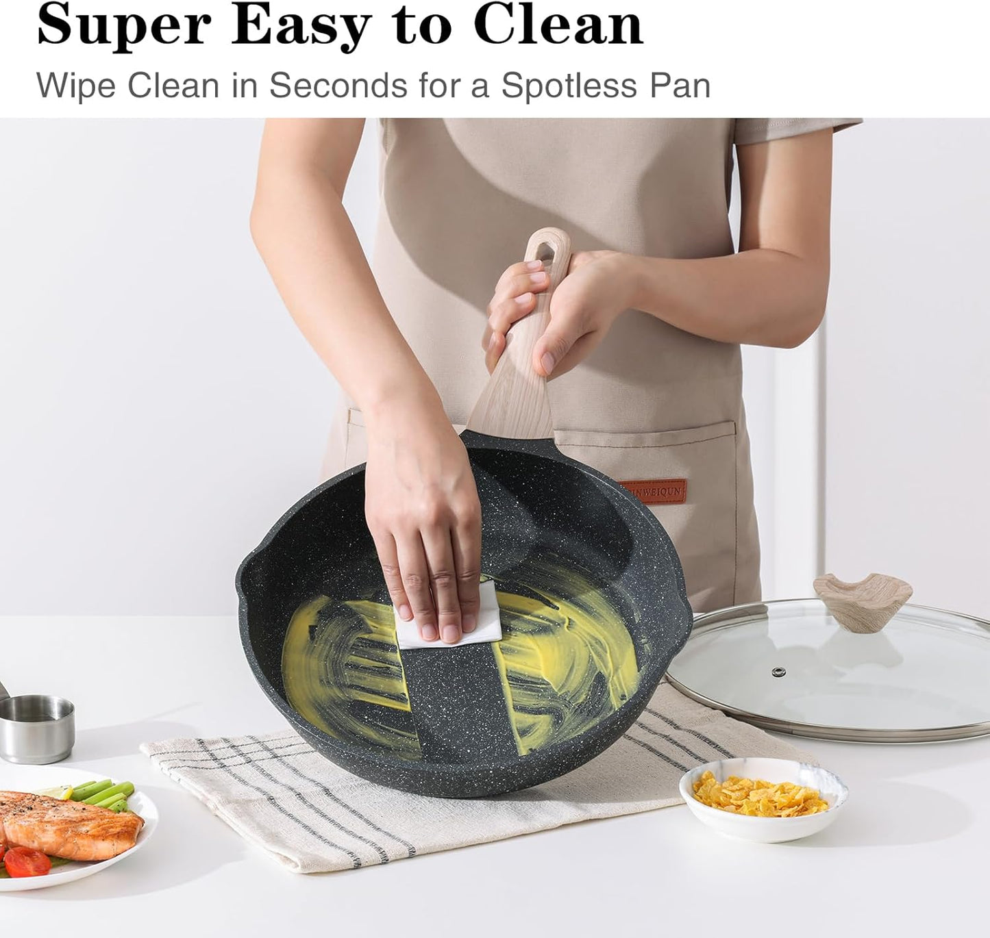 Kordisen Nonstick Frying Pan - 12.5 Inch Granite Skillet | Healthy, Induction Compatible & PFOA Free