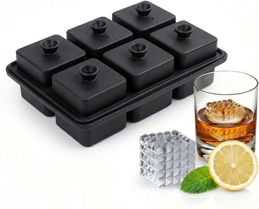 Rhomboid Square Ice Cube Tray by [Brand Name] - 2-Inch Food-Grade Silicone Molds for Cocktails & Whiskey | Stackable & Reusable