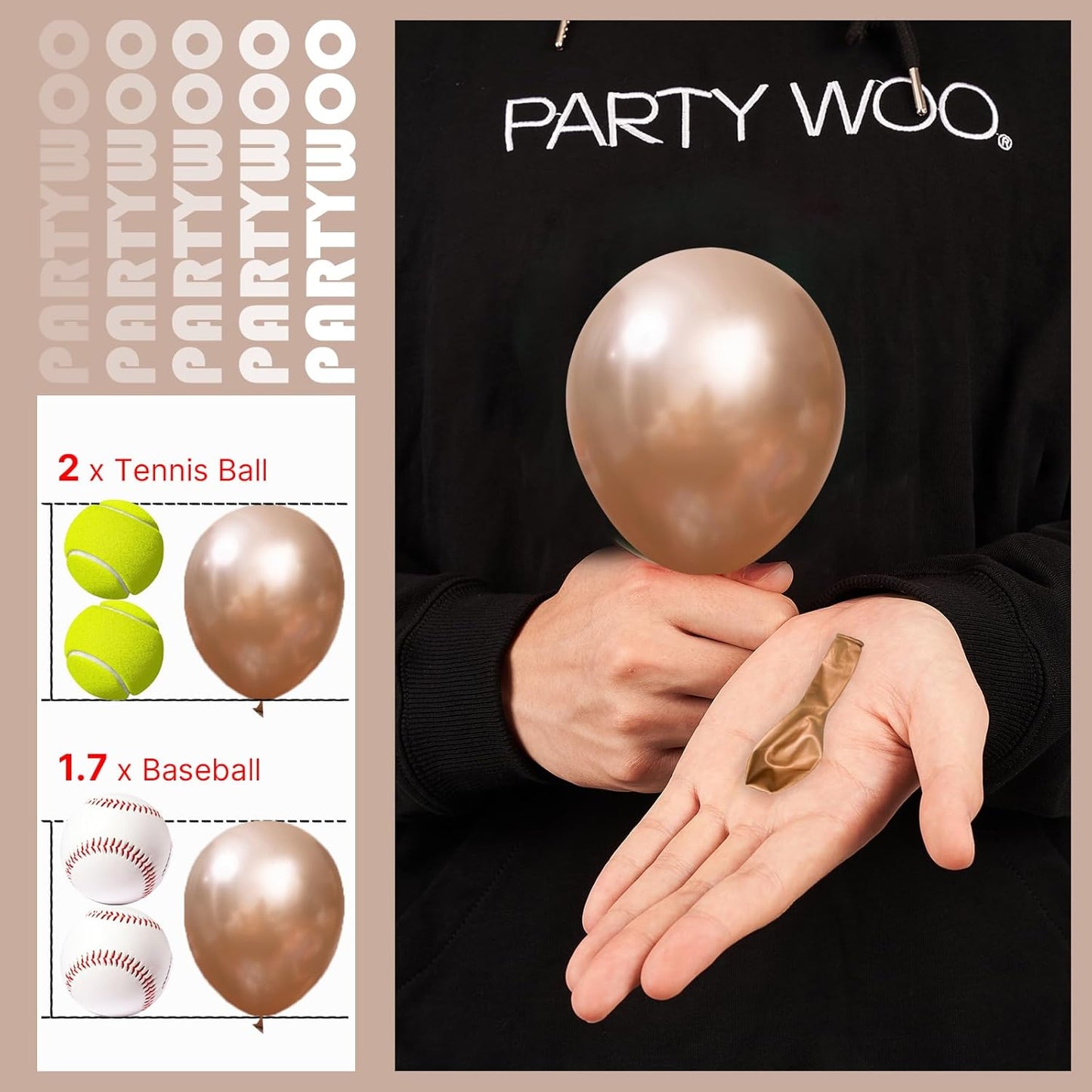 PartyWoo Metallic Rose Gold Balloons - 50pcs 5-Inch Chrome Latex for Weddings & Celebrations
