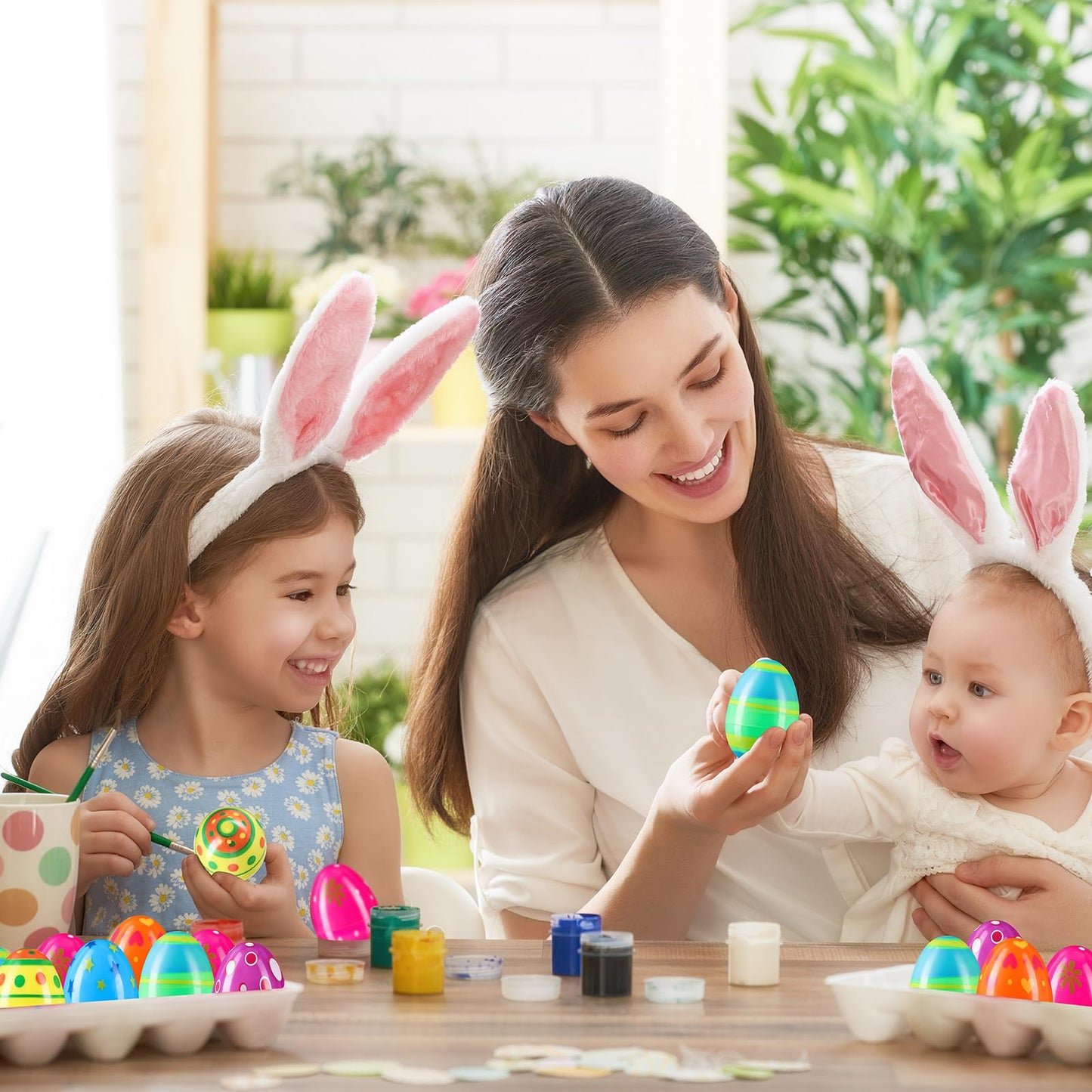 RoundFunny 144 Pcs 3'' Fillable Easter Eggs Empty Plastic Colorful Eggs Bright Basket Stuffers Easter Hunt Game Party Favor Boys Girls Classroom Toys Stuffers