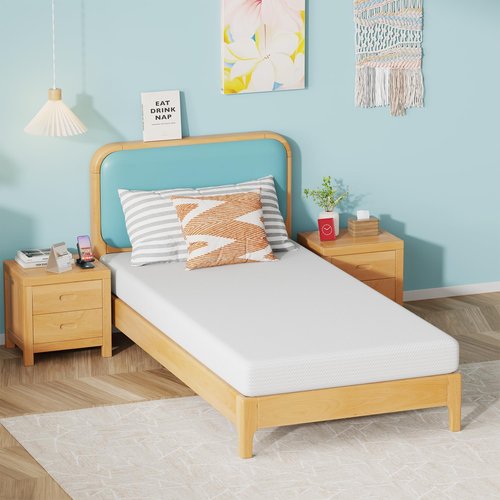 FDW 6 Inch Twin Mattress - Medium Firm Gel Memory Foam with Cooling Ventilation & Pressure Relief | White, Washable Cover