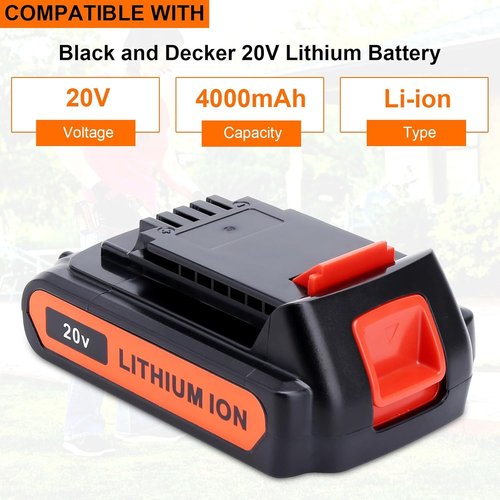 Black & Decker LBXR20 20V Lithium Battery - 4.0Ah Power for Cordless Tools | 2-Pack