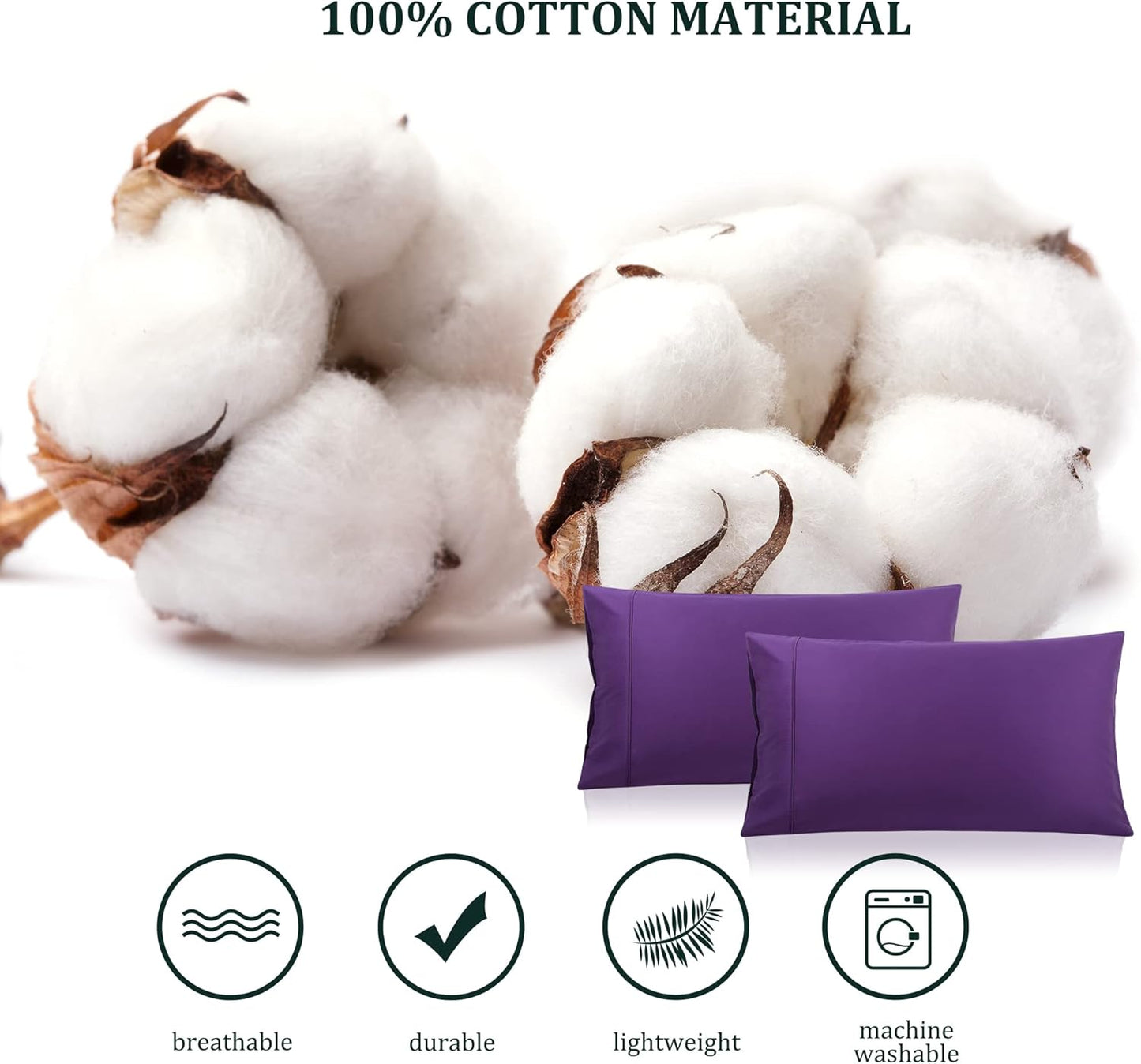 PiccoCasa Grape Pillow Cases - Super Soft 100% Cotton Bed Pillow Covers | Standard Size Set of 2 (20"x26")