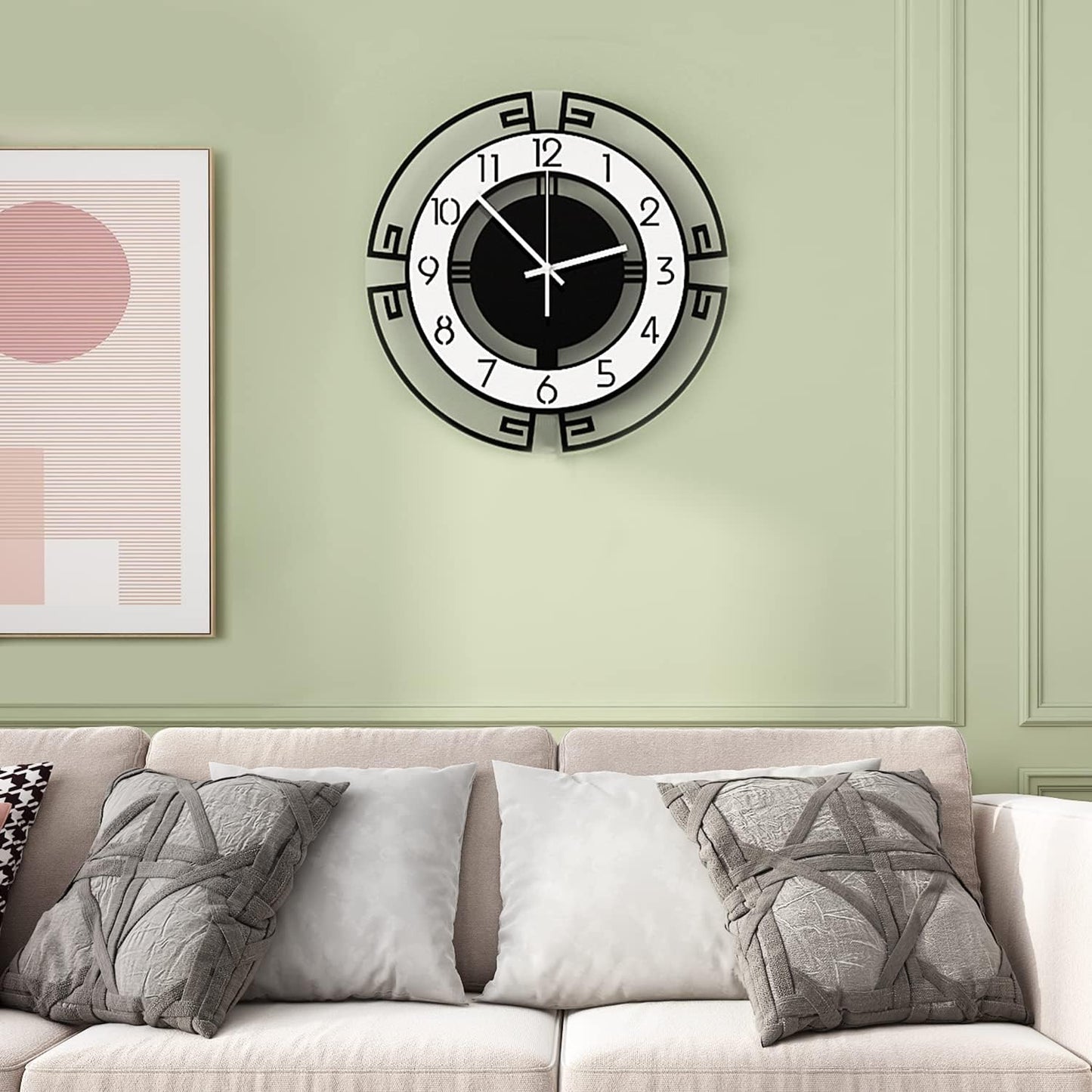 MEISD Modern Decorative 21 Inch Big Silent Wall Clock for Living Room, Bedroom, Kitchen, Home Office - Battery Operated, Analog Display