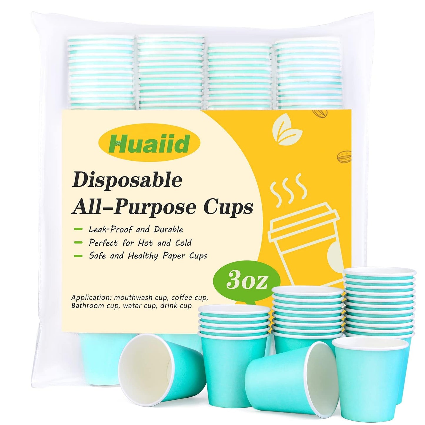 Huaiid 200 Pack Bathroom Cups 3 oz, Paper Cups Disposable Mouthwash Cups, Espresso Cup for Snack Perfect for Home Condos Rvs Campers (Blue)