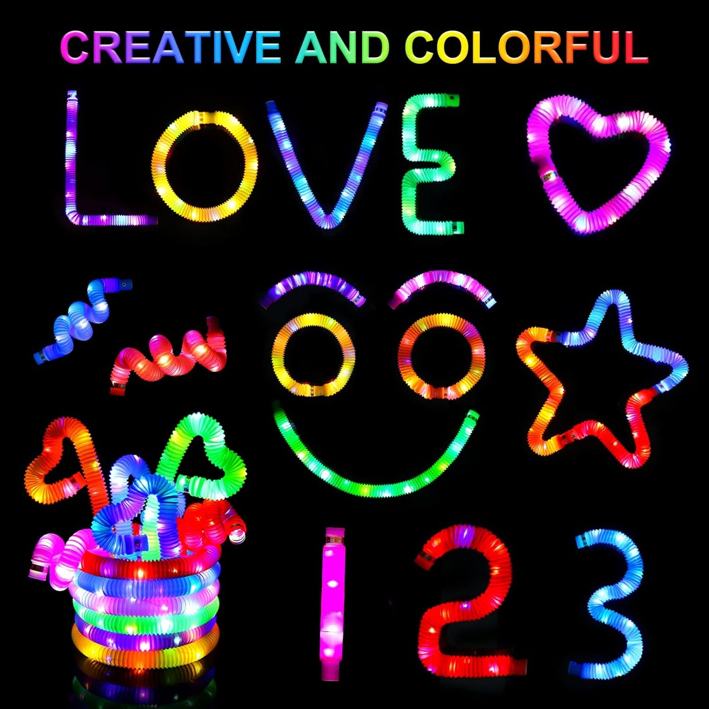 UrChoice Glow Sticks - 8PCS LED Pop Tubes for Parties | Glow Necklaces & Bracelets for Camping Fun
