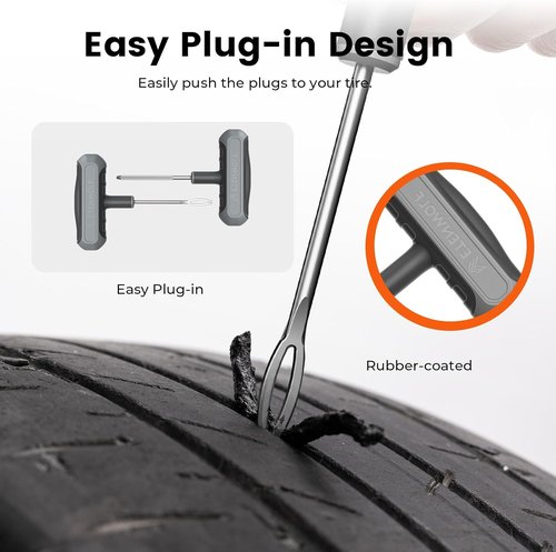 ETENWOLF Heavy-Duty Tire Repair Kit - 16 Pcs Plug Set for Cars, Motorcycles, ATVs, Trucks & More (Grey)