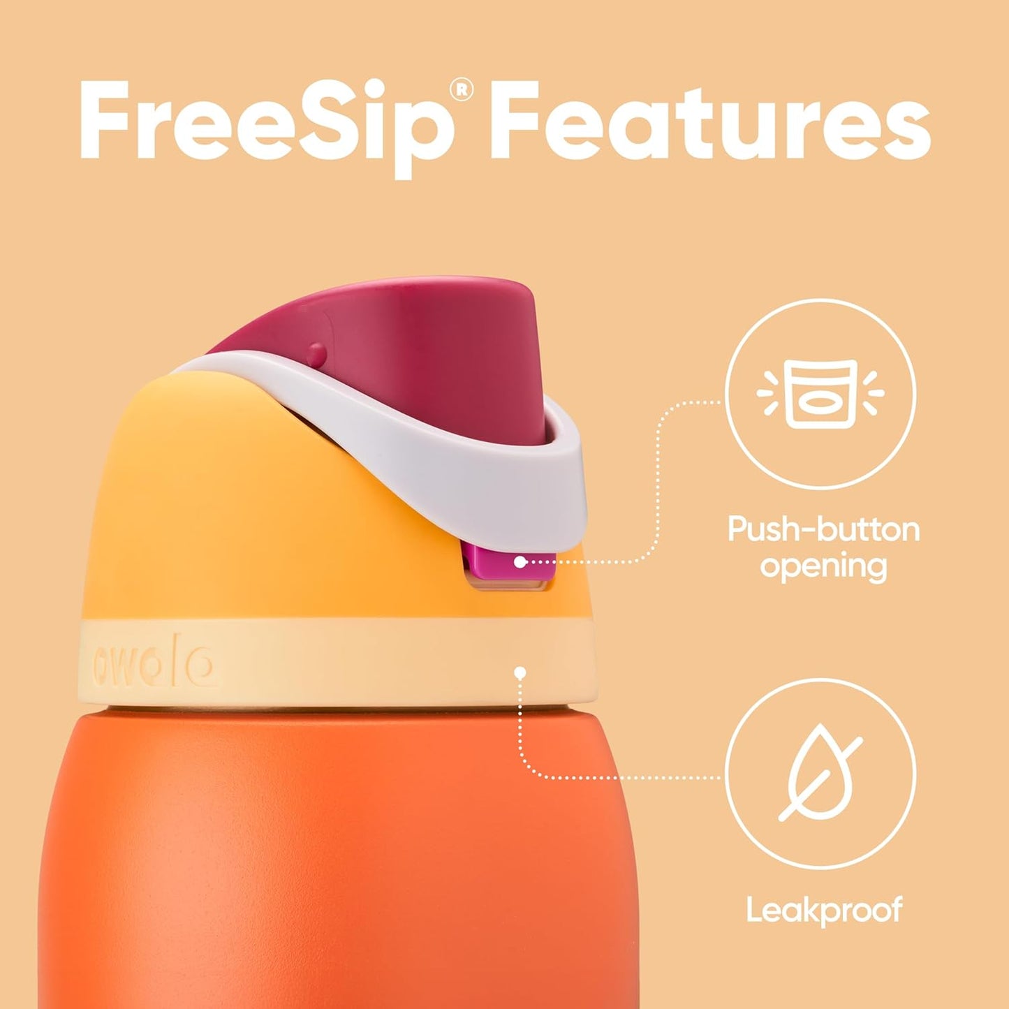 Owala FreeSip 32 oz Insulated Stainless Steel Water Bottle - BPA-Free, Straw Design for Sports & Travel | Citrus Crush