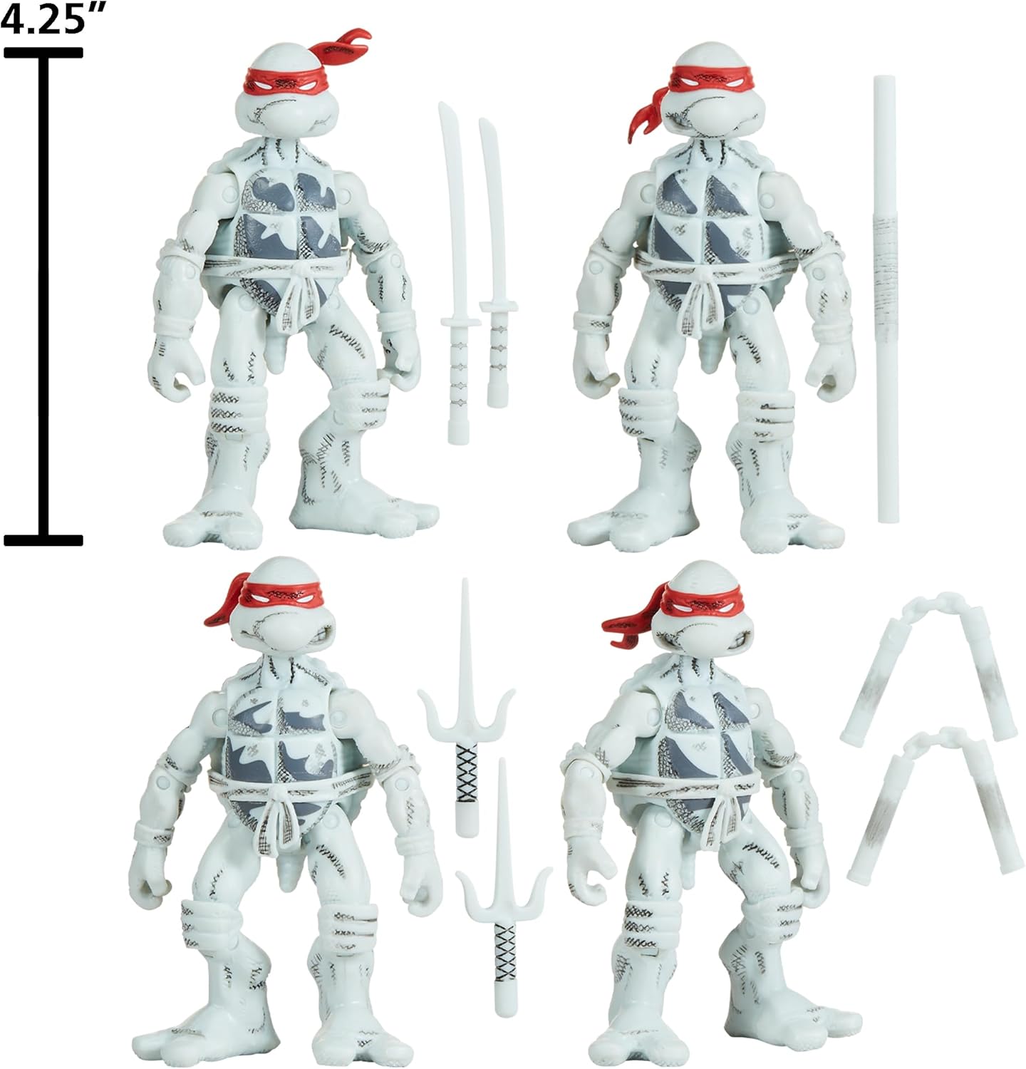 Playmates Toys Teenage Mutant Ninja Turtles Black and White Comic Book Figures | Includes Comic Book