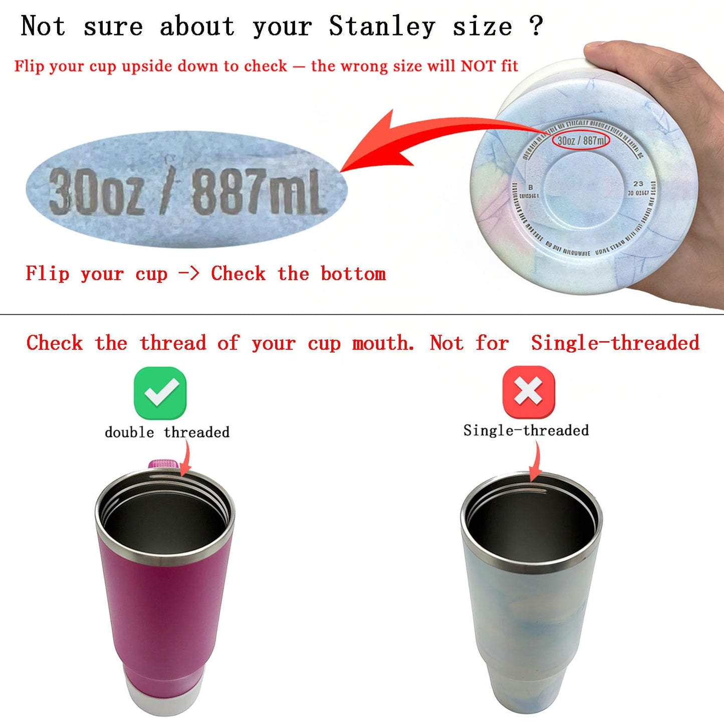 ANTAND 2 Pack Flip Straw Lid Replacement for Stanley 30 oz Cup Accessories, Leakproof Detachable Lids for 30 ounce Stanley Quencher H2.0 & ProTour Tumbler (Purple, Purple)