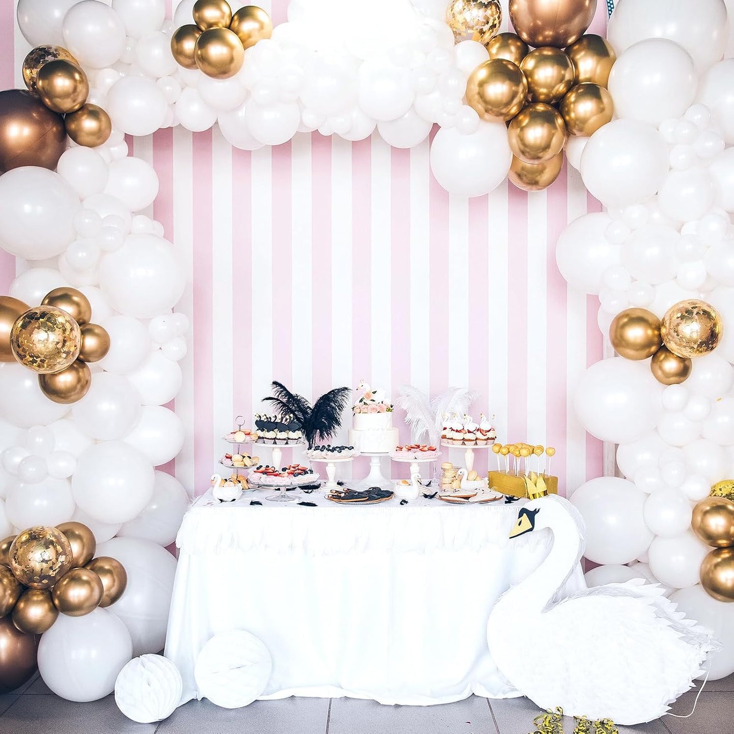 RUBFAC White Balloons - 5 Inch Latex Party Balloons | 120pcs for Graduation, Weddings & Celebrations