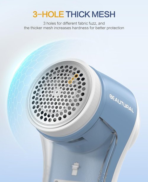 Beautural Fabric Shaver - Rechargeable Electric Lint Remover with 6-Leaf Blades for Clothes & Furniture