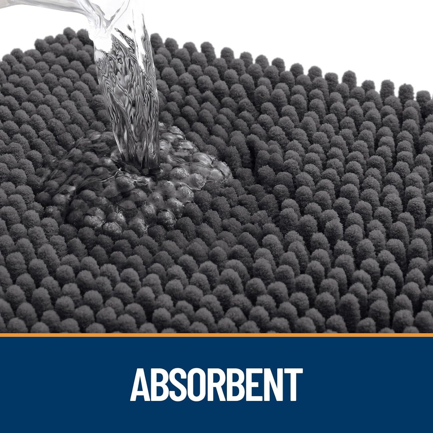 OLANLY Dog Door Mat - Absorbent Non-Slip Muddy Paws Mat | Quick Dry Chenille, 47x32, Dark Grey