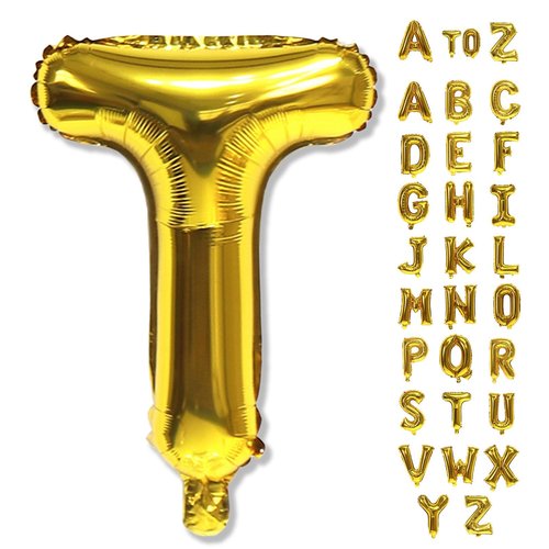 Custom Letters Balloon Gold, Large Helium Alphabet Name Balloon T Decor, 40 Inch Self Inflating Mylar Letter Foil Word Customize Balloons for Girls Women Birthday Anniversary Party Decoration Supplies