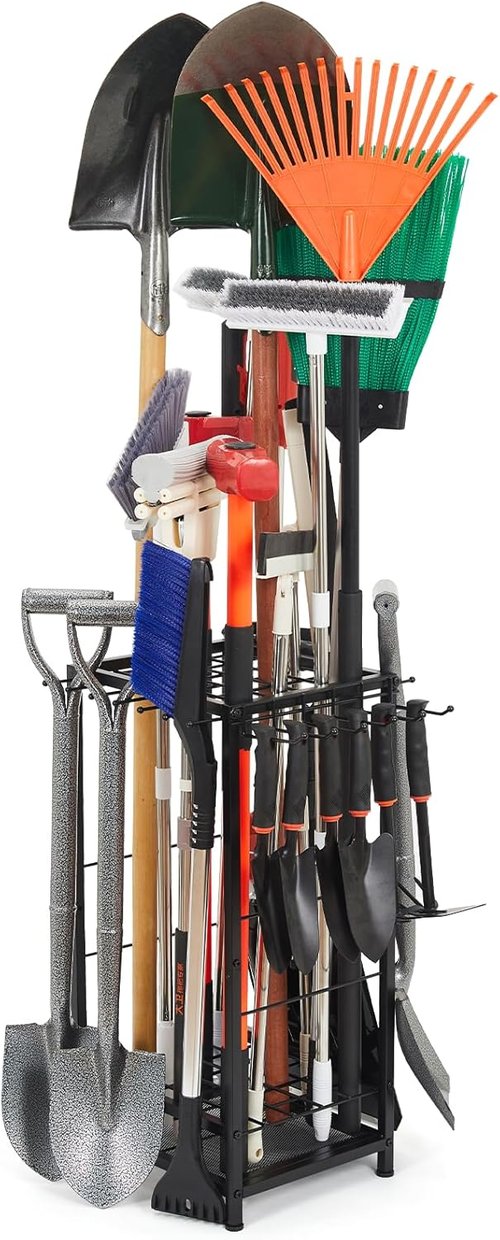 Garden Tool Organizer - Holds 50 Long-Handled Tools | Heavy-Duty Steel, Easy Assembly, Black