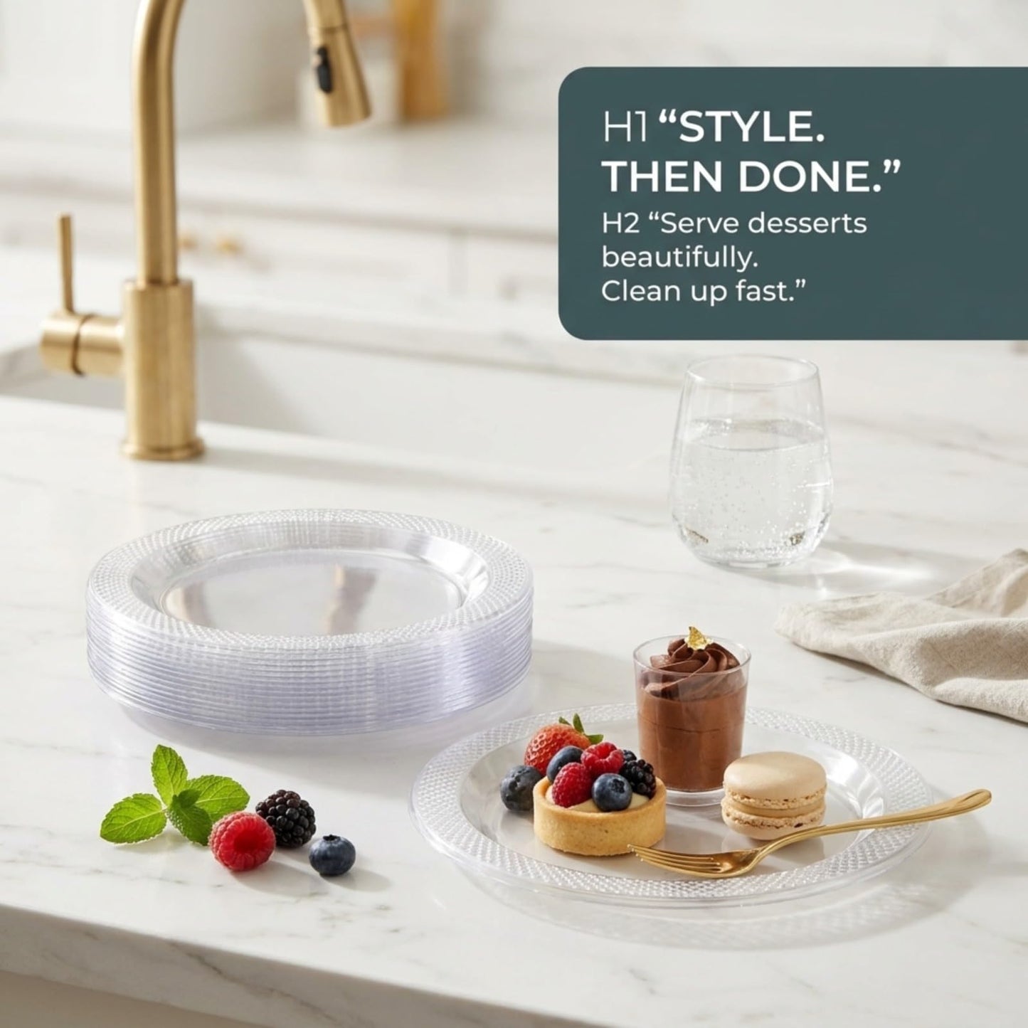 DEEZPOZ 6 Inch Clear Plastic Plates 100 Bulk Pack - Disposable Cake Plates for Dessert & Appetizers, BBQ, Party, Travel and Events,Recyclable (pack of 100 clear)